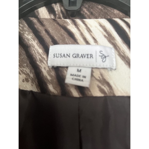 Susan Graver Jacket Raincoat Animal Print Abstract Lined SZ Med - Picture 3 of 7